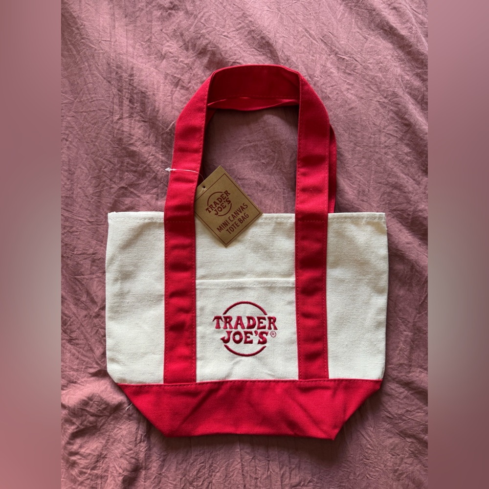Trader Joe's Red and White Mini Tote Bag - Picture 2 of 2